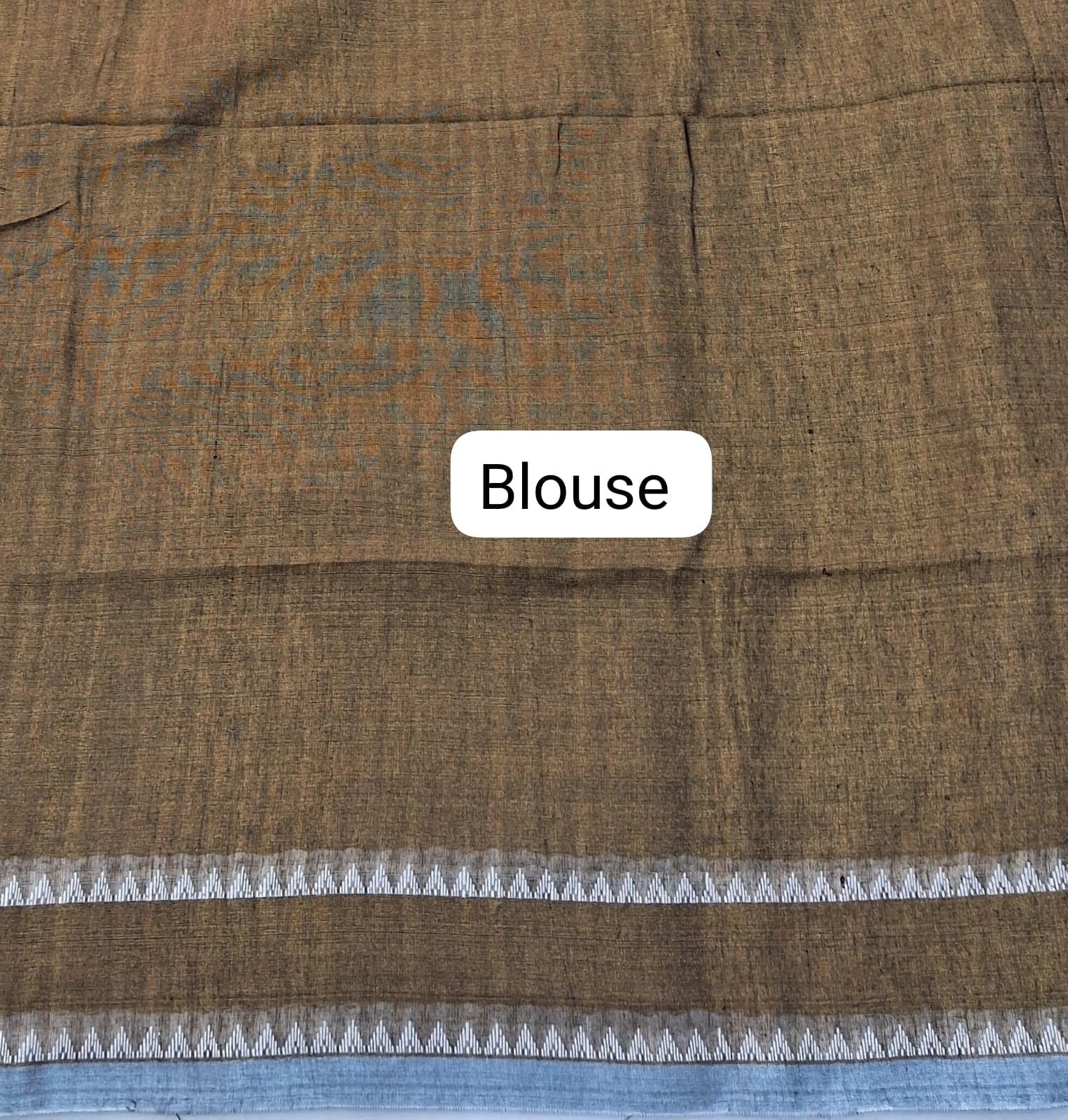 Metallic Brown Khadi Tissue Linen Saree blouse
