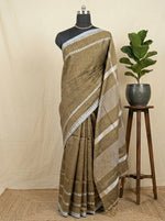 Metallic Brown Khadi Tissue Linen Saree 