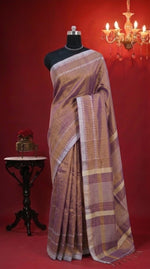 Bronze tone Khadhi Tissue Plain Linen Saree