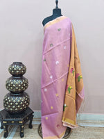 Baby Pink Tissue Linen Saree