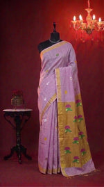 Baby Pink Tissue Linen Saree