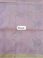 Baby Pink Tissue Linen Saree Blouse
