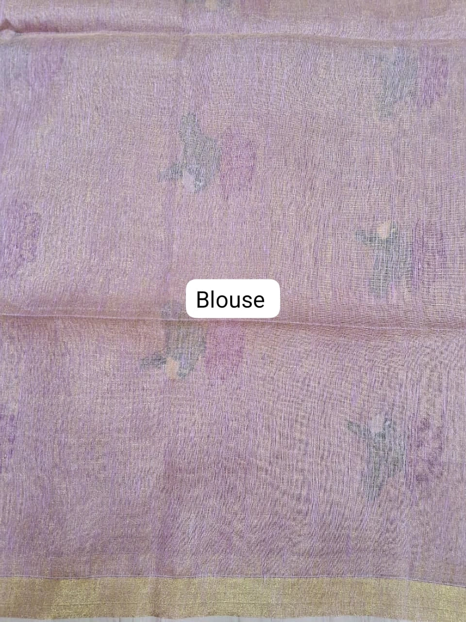 Baby Pink Tissue Linen Saree Blouse