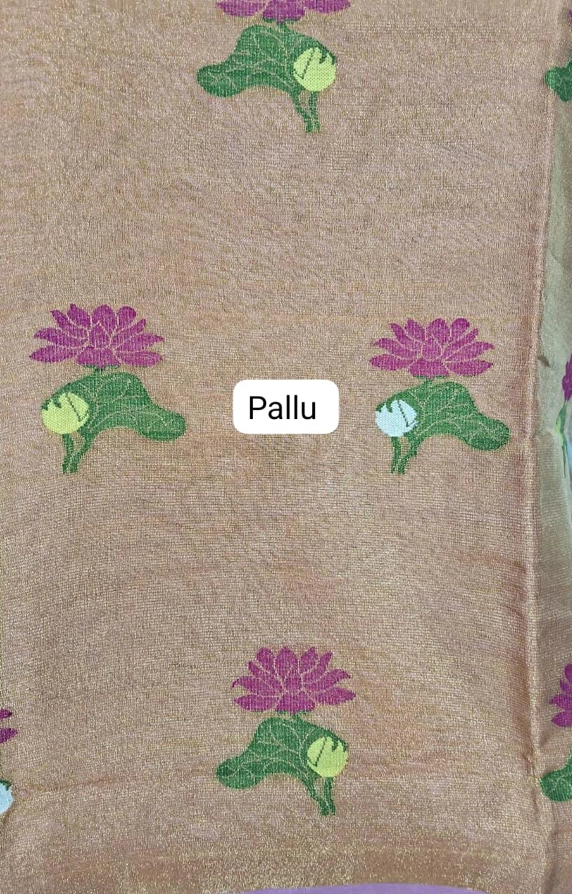 Baby Pink Tissue Linen Saree Pallu