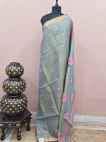 Cool Mint Green Tissue Linen Saree
