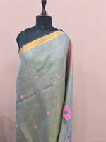 Cool Mint Green Tissue Linen Saree 1
