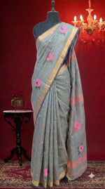 Cool Mint Green Tissue Linen Saree