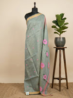 Cool Mint Green Tissue Linen Saree