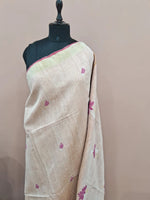 Off-White Tissue Linen Saree 1