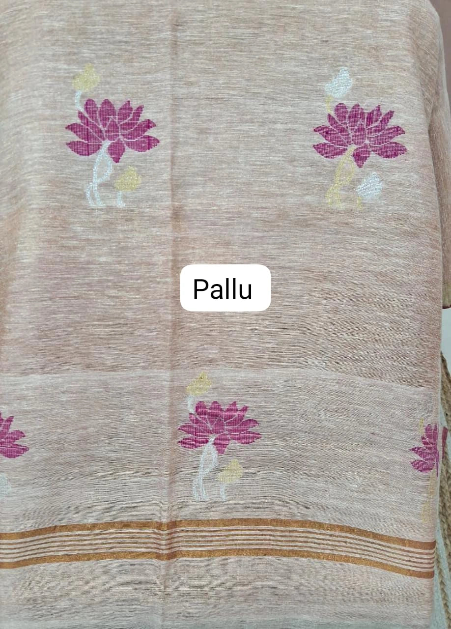 Off-White Tissue Linen Saree Pallu