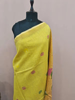 Lemon Yellow Tissue Linen Saree 1