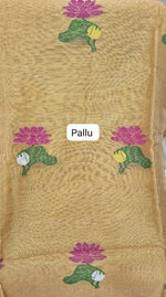 Lemon Yellow Tissue Linen Saree Pallu