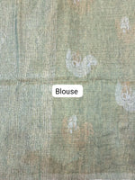Green Tissue Linen Saree Blouse