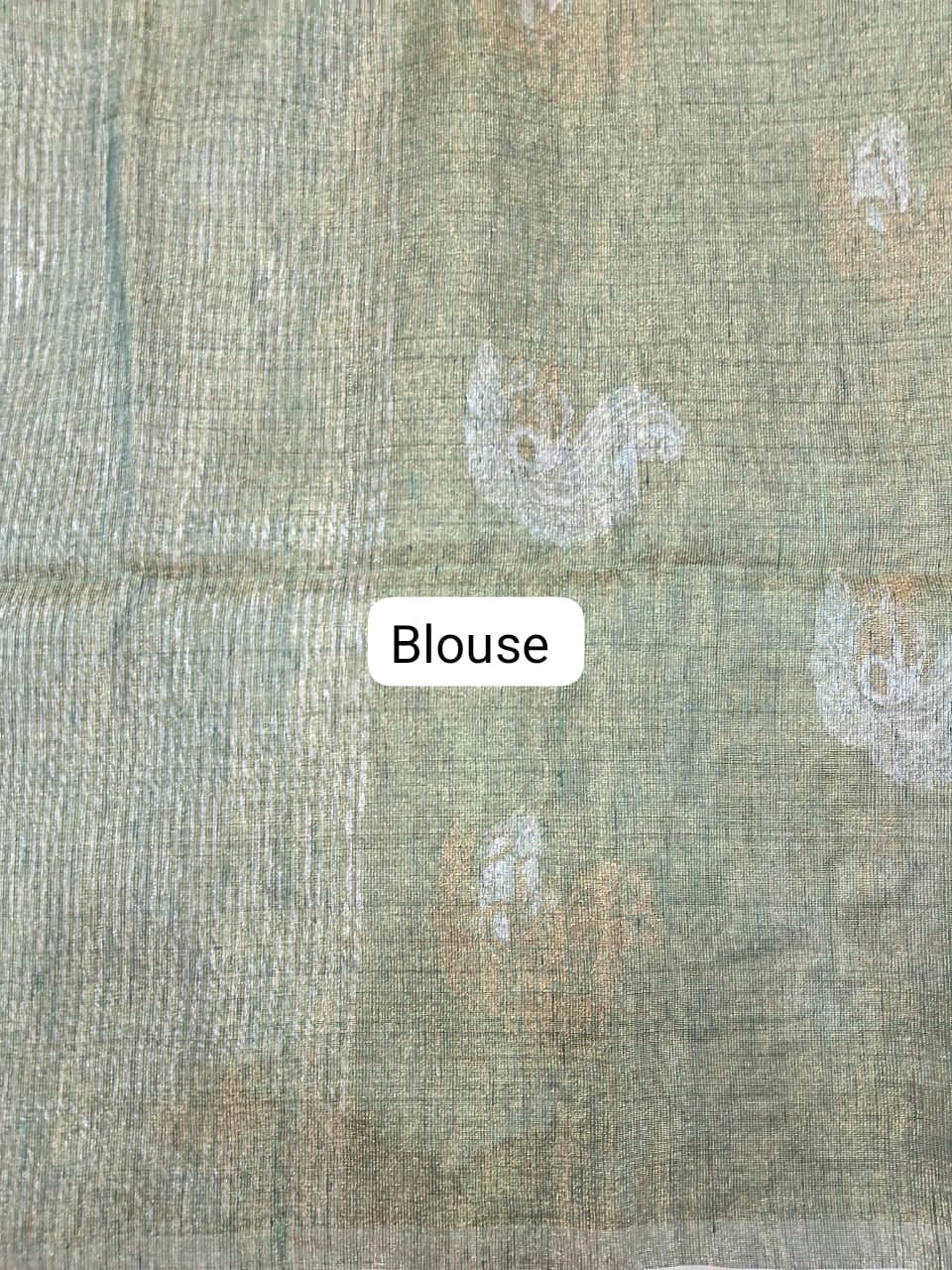 Green Tissue Linen Saree Blouse