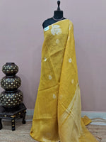 Mango Yellow Tissue Linen Saree 