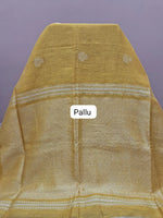 Mango Yellow Tissue Linen Saree pallu