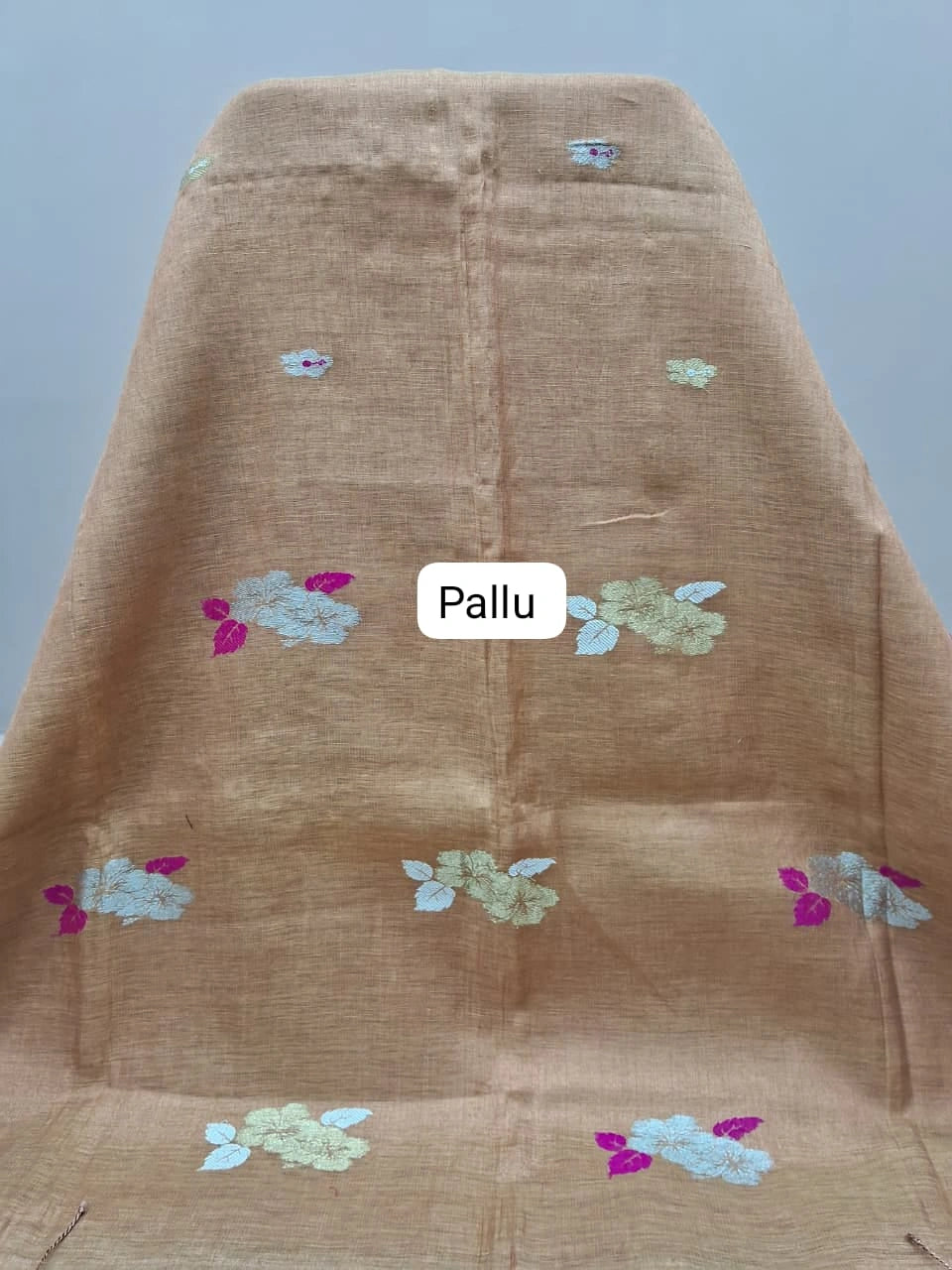 Sand Brown Tissue Linen Saree Pallu