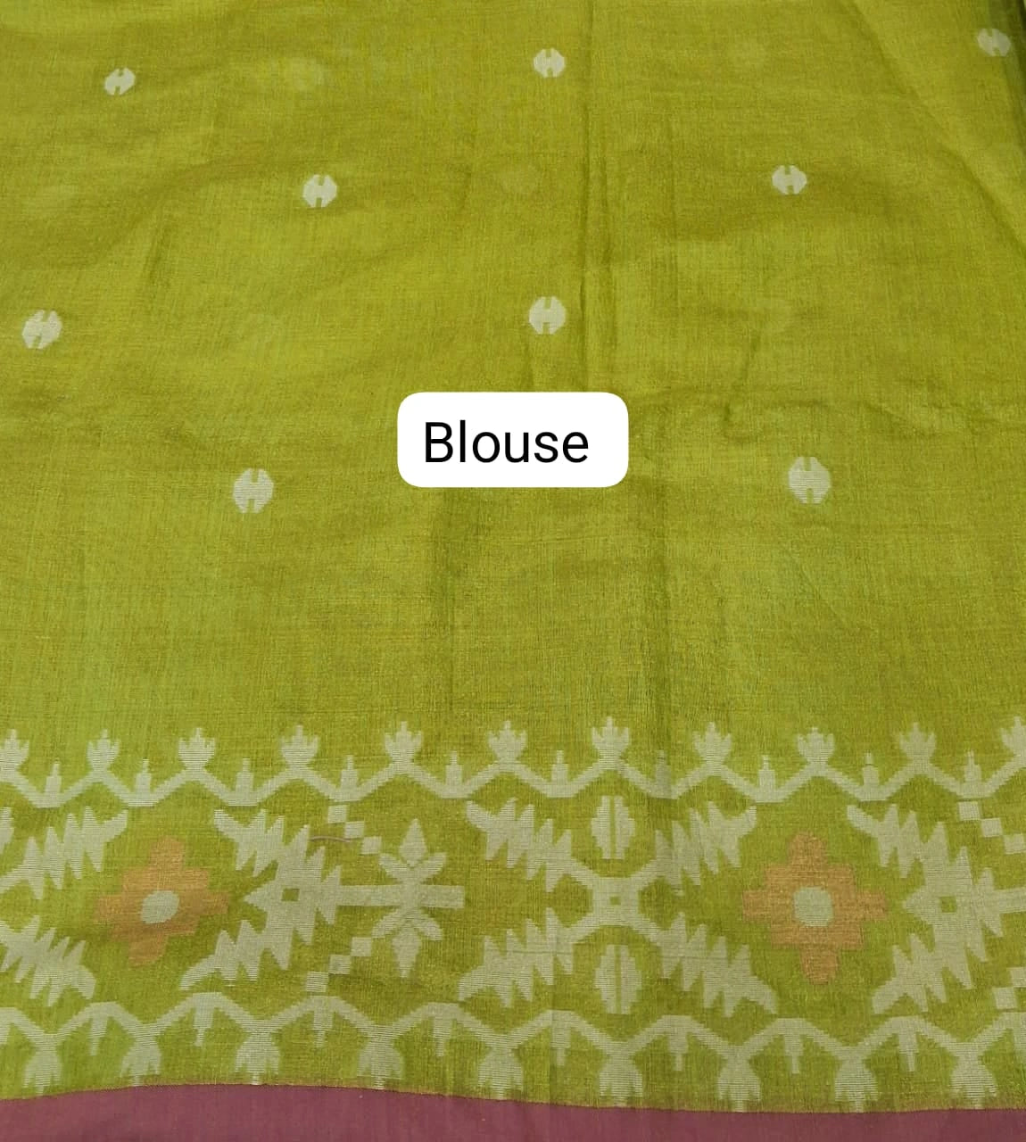 Parrot Green Tissue Linen Saree Blouse