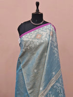 Dual Shaded Blue Tissue Linen Saree 1