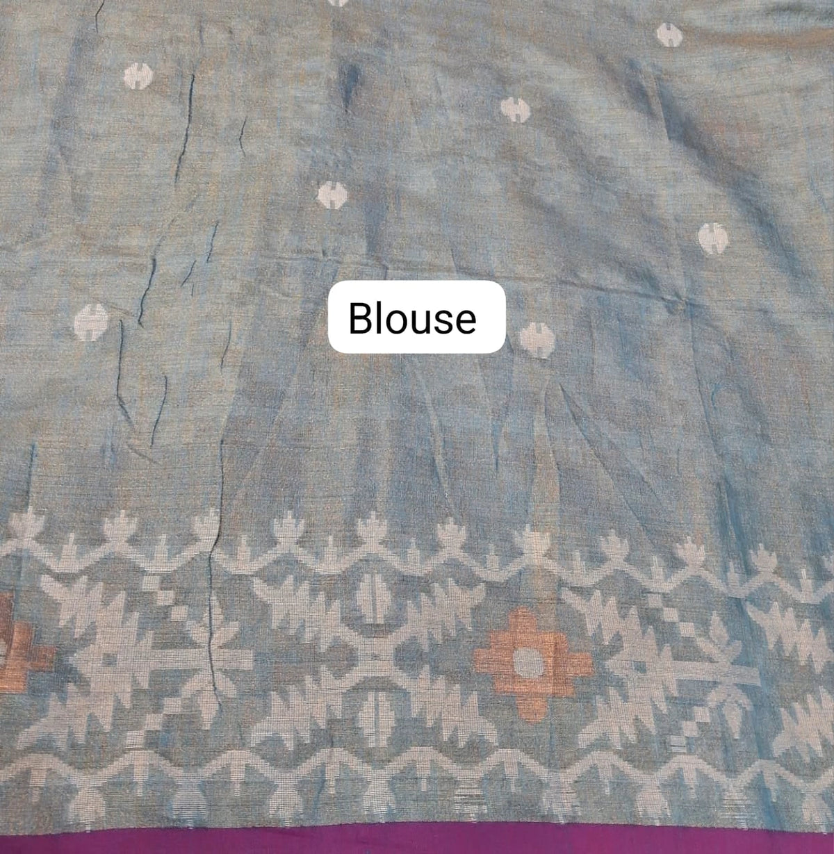 Dual Shaded Blue Tissue Linen Saree Blouse