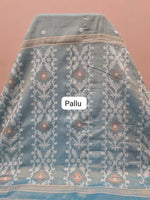 Dual Shaded Blue Tissue Linen Saree  pallu