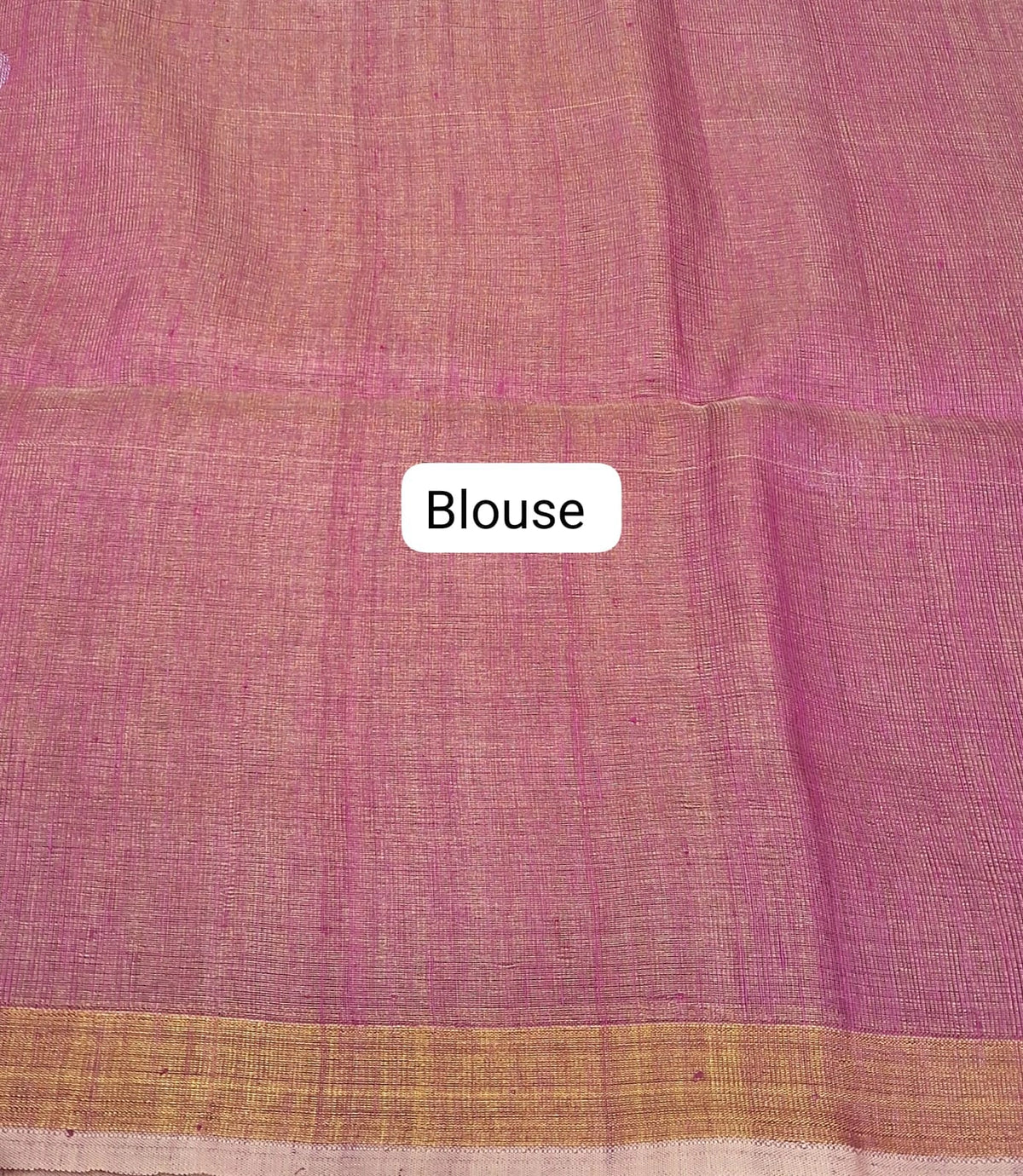 Pink Tissue Organic Linen Saree blouse