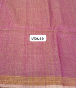 Pink Tissue Organic Linen Saree blouse
