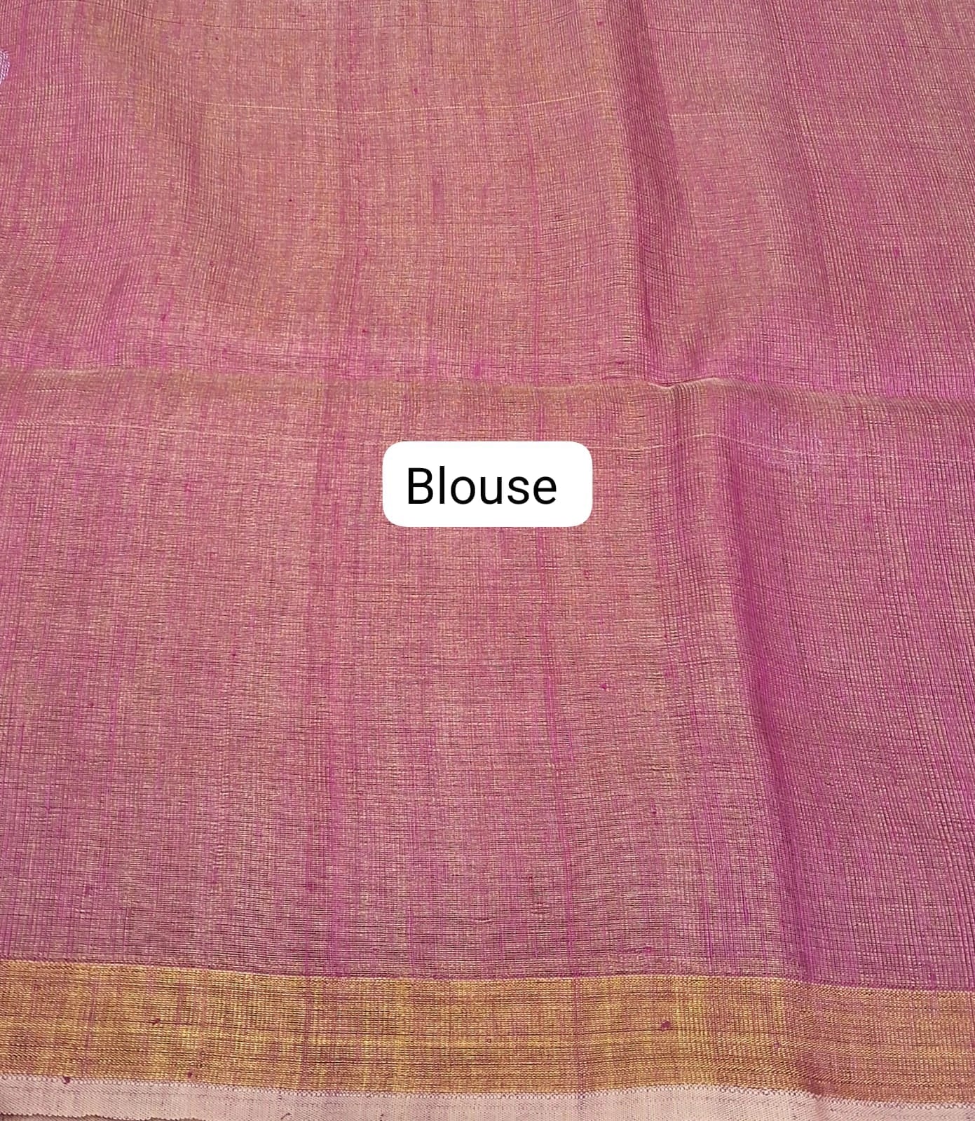 Pink Tissue Organic Linen Saree blouse