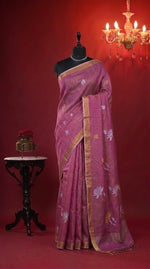 Pink Tissue Organic Linen Saree