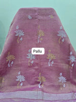 Pink Tissue Organic Linen Saree pallu