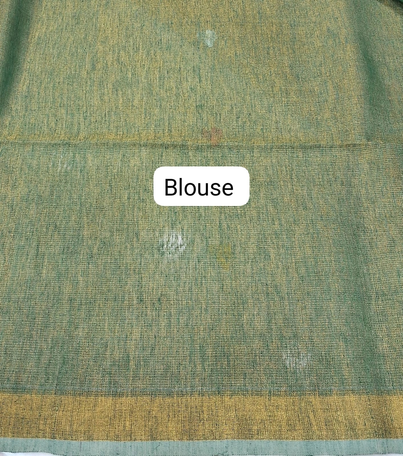 Green Tissue Organic Linen Saree Blouse