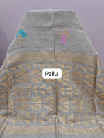 Off White Tissue Organic Linen Saree pallu