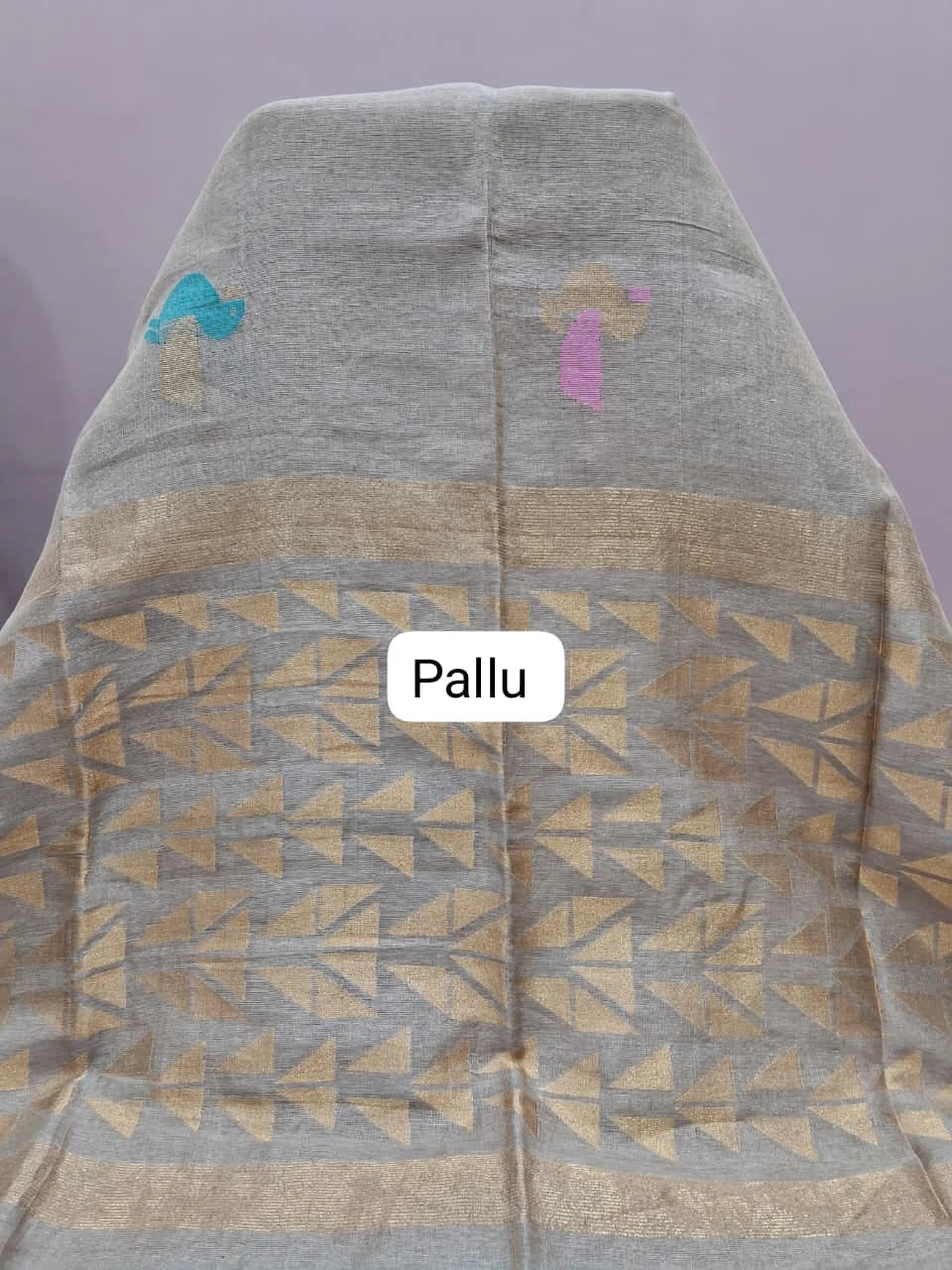 Off White Tissue Organic Linen Saree pallu