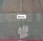 Metallic Green Tissue Organic Linen Saree Blouse