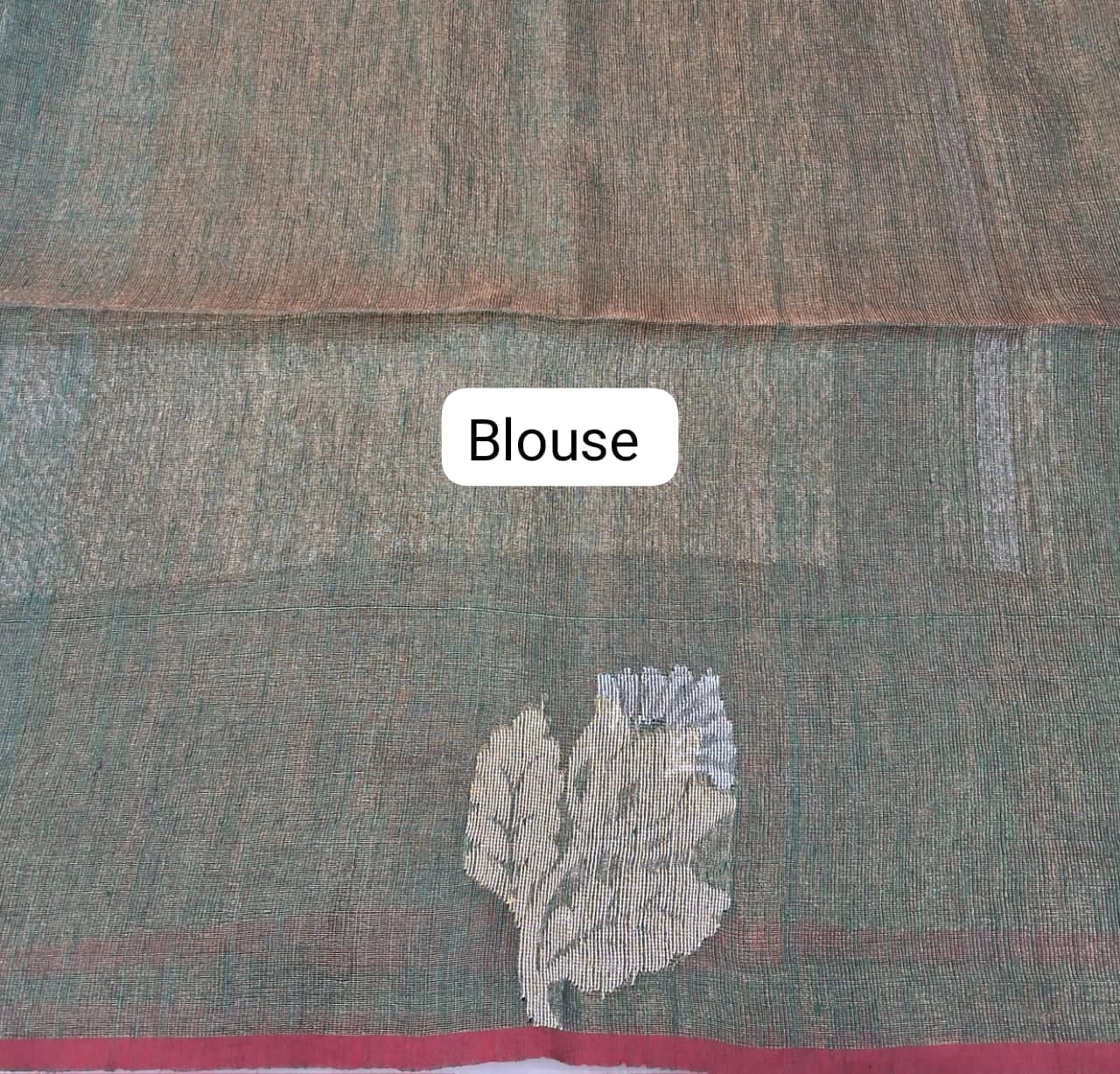 Metallic Green Tissue Organic Linen Saree Blouse