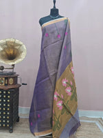 Lavender Tissue Linen Saree 
