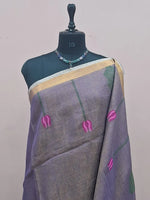 Lavender Tissue Linen Saree 1
