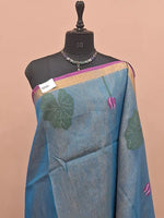 Sky Blue Tissue Linen Saree 1