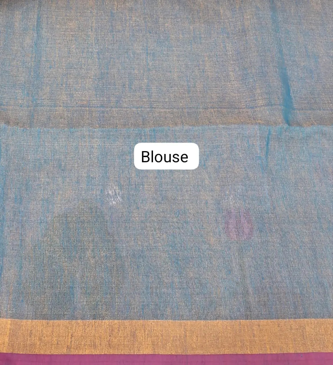 Sky Blue Tissue Linen Saree blouse