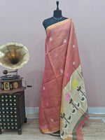Peach Tissue Linen Saree 