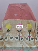 Peach Tissue Linen Saree pallu