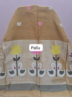 Gold Beige Tissue Linen Saree pallu