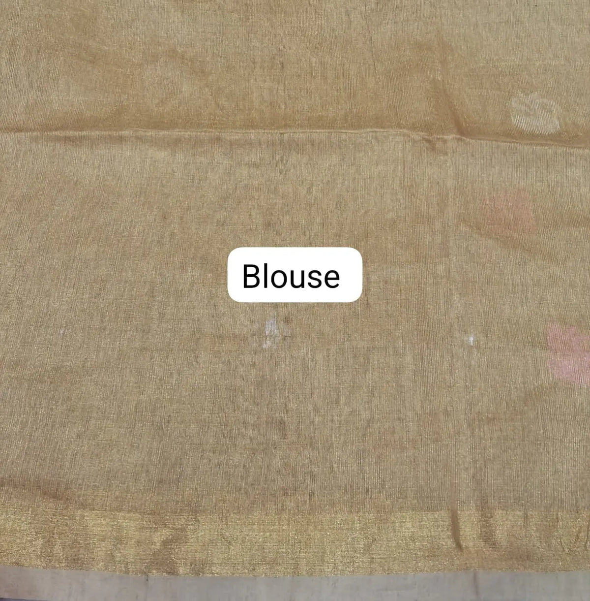 Gold Beige Tissue Linen Saree blouse