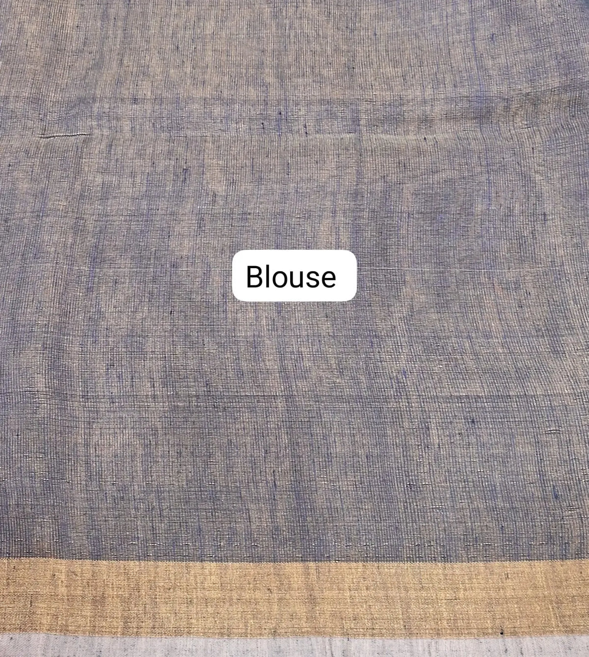 Dark Elephant Grey Tissue Linen Saree blouse