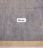Dark Elephant Grey Tissue Linen Saree blouse