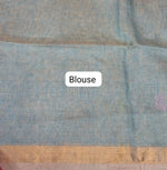 Marine Blue Tissue Linen Saree blouse