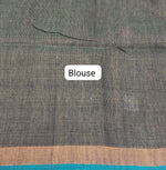 Dark Olive Grey Tissue Linen Saree blouse