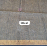 Grey Olive Tissue Linen Saree blouse