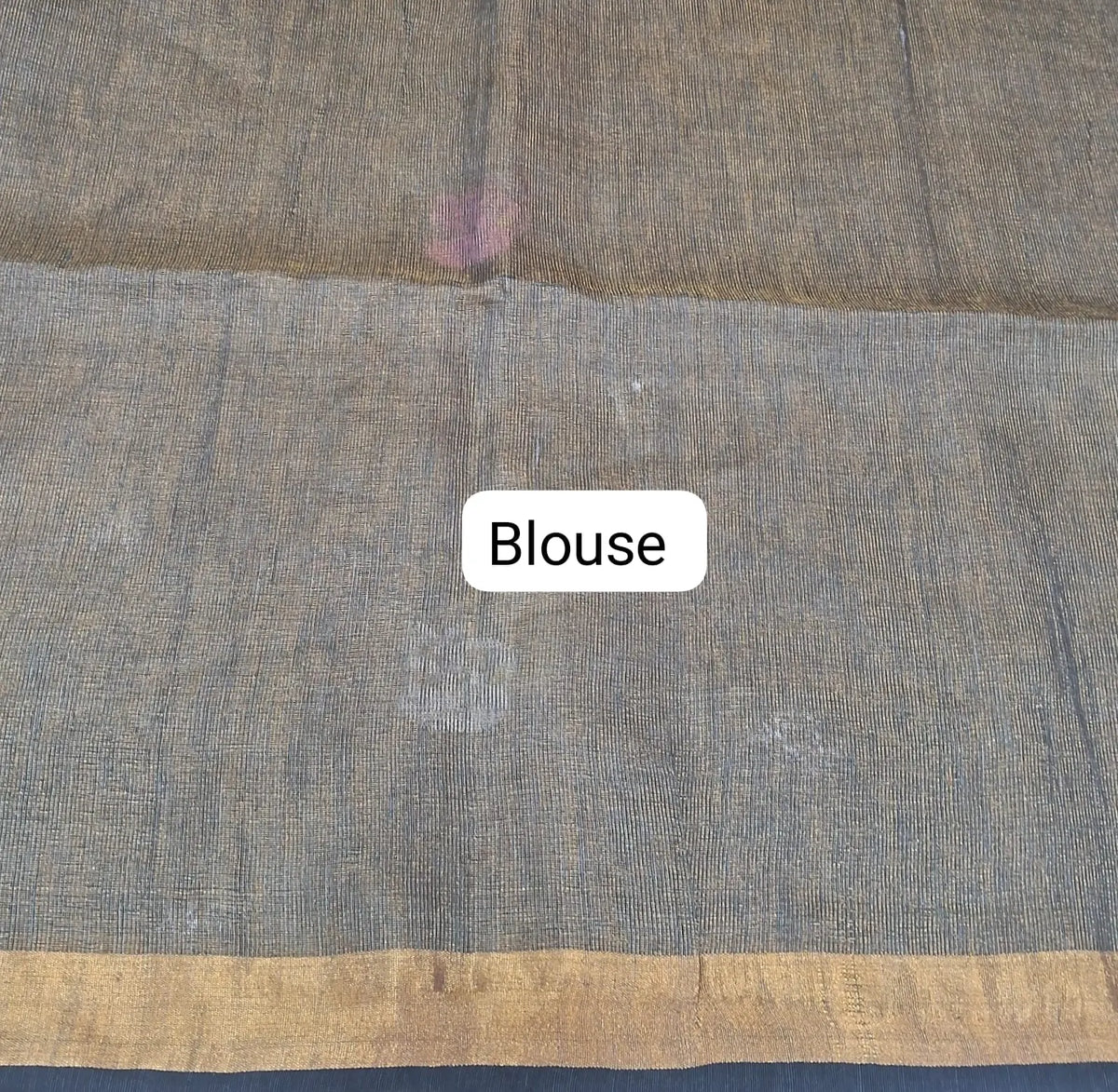 Grey Olive Tissue Linen Saree blouse