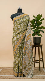 Olive Green Kalamkari Kota Saree 